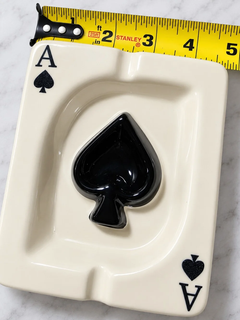 Ceramic Ace of Spades Playing Card Ashtray / Trinket Dish - Retro Style